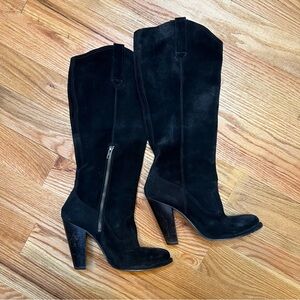 Black Frye Suede Heeled Boots